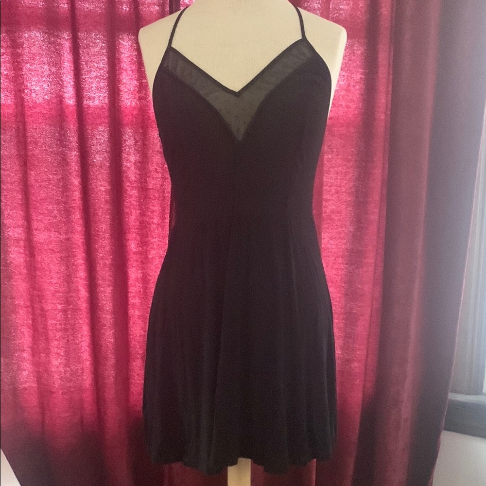 Black Sleeveless Halter Mini Dress